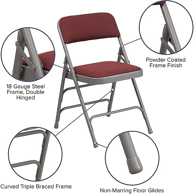 image:imageFlash Furniture 4 Pack HERCULES Series Curved Triple Braced amp Double Hinged Brown Patterned Fabric Metal Folding ChairBurgundy Patterned