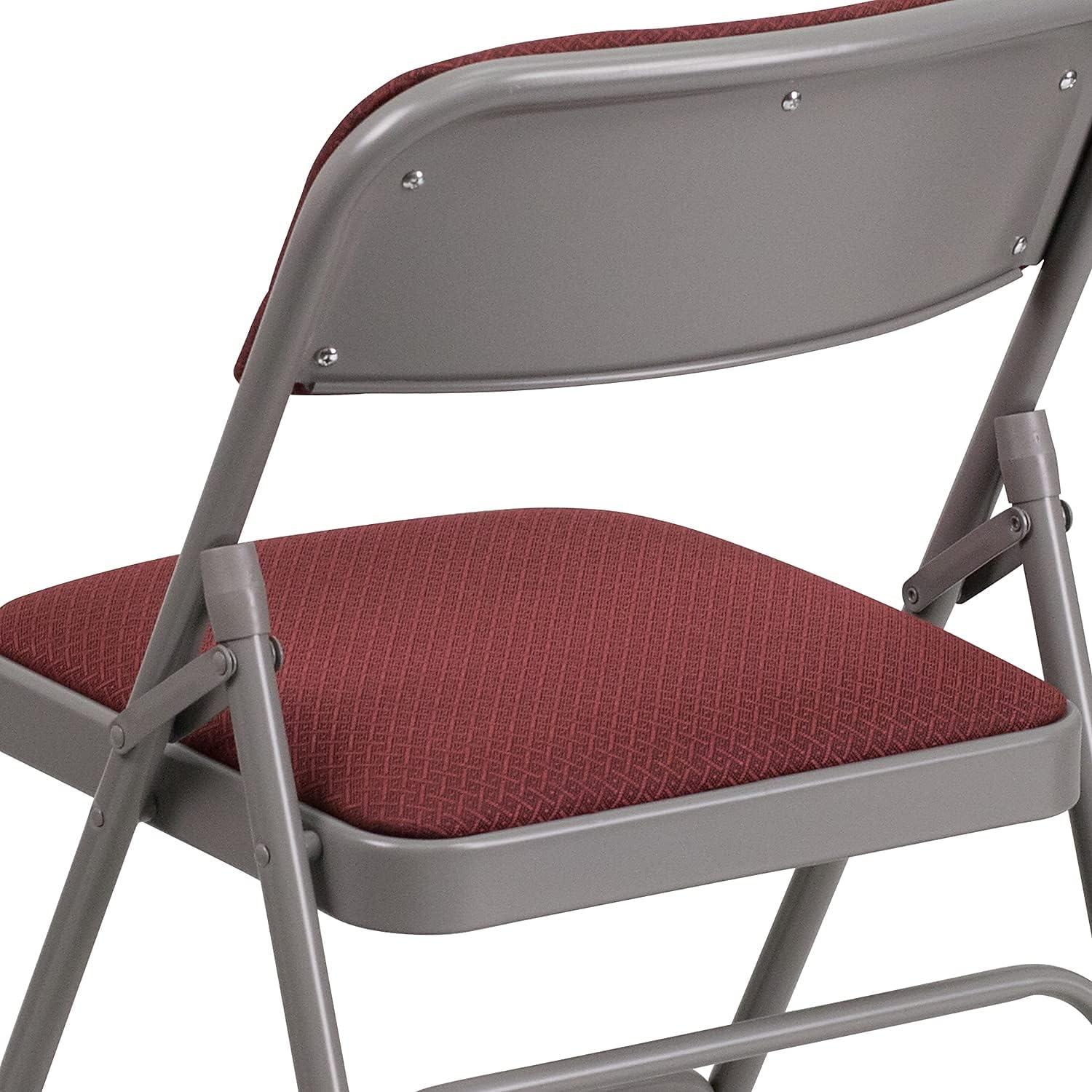 image:imageFlash Furniture 4 Pack HERCULES Series Curved Triple Braced amp Double Hinged Brown Patterned Fabric Metal Folding ChairBurgundy Patterned