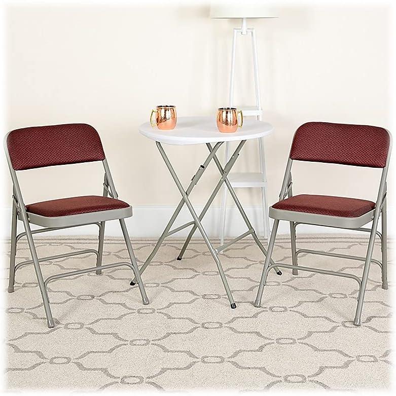 image:imageFlash Furniture 4 Pack HERCULES Series Curved Triple Braced amp Double Hinged Brown Patterned Fabric Metal Folding ChairBurgundy Patterned