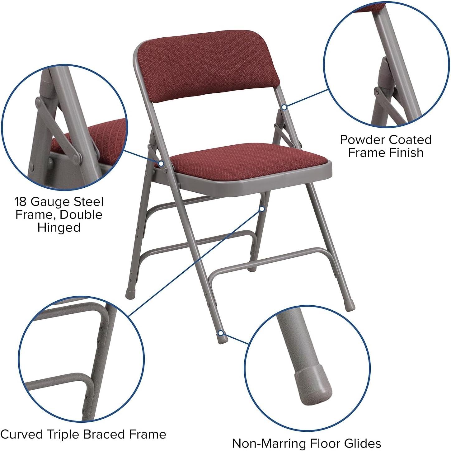 image:imageFlash Furniture 4 Pack HERCULES Series Curved Triple Braced amp Double Hinged Brown Patterned Fabric Metal Folding ChairBurgundy Patterned