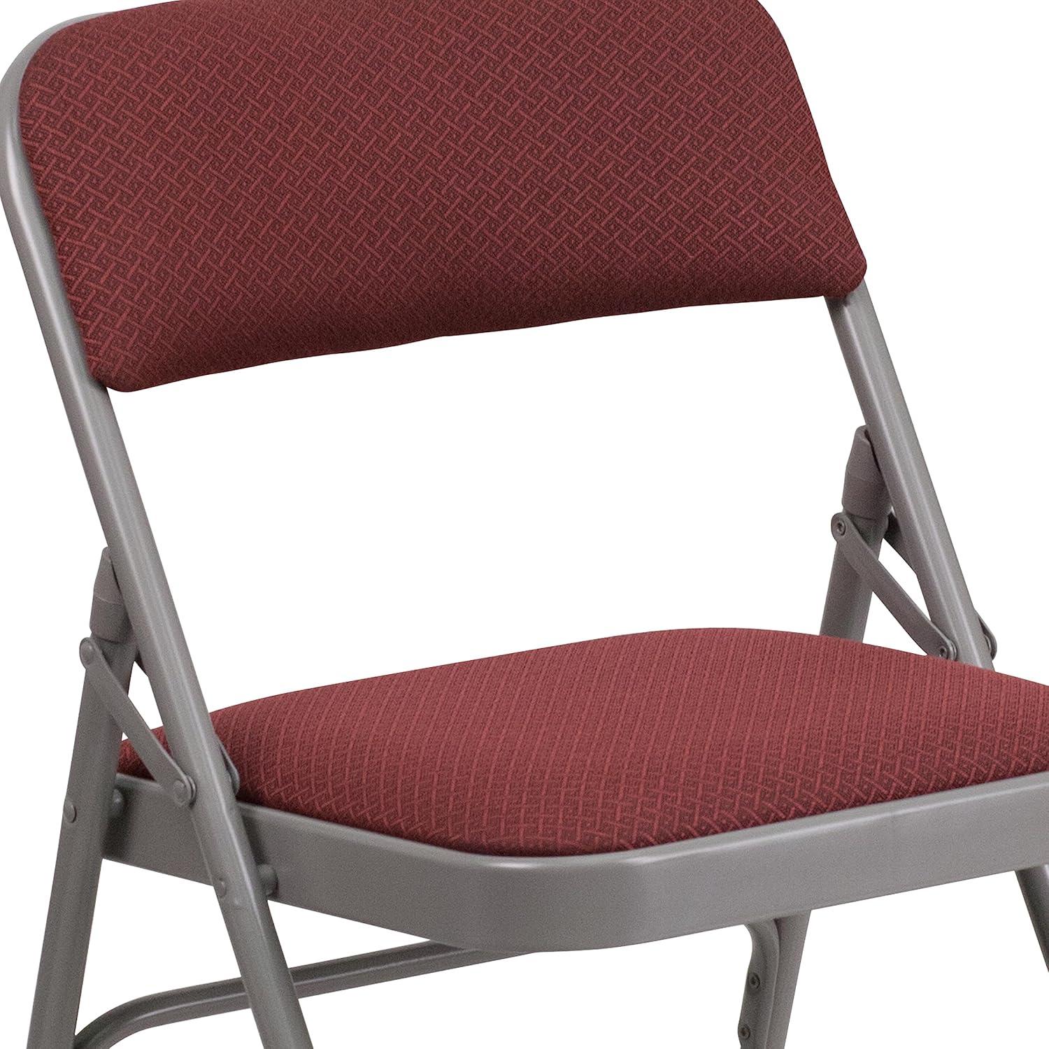 image:imageFlash Furniture 4 Pack HERCULES Series Curved Triple Braced amp Double Hinged Brown Patterned Fabric Metal Folding ChairBurgundy Patterned