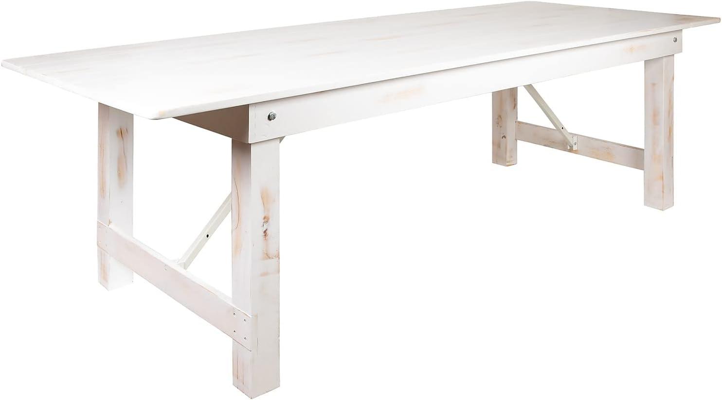 image:imageFlash Furniture HERCULES Series 9 x 40 Antique Rustic Folding Farm Table and Four Bench SetAntique Rustic White