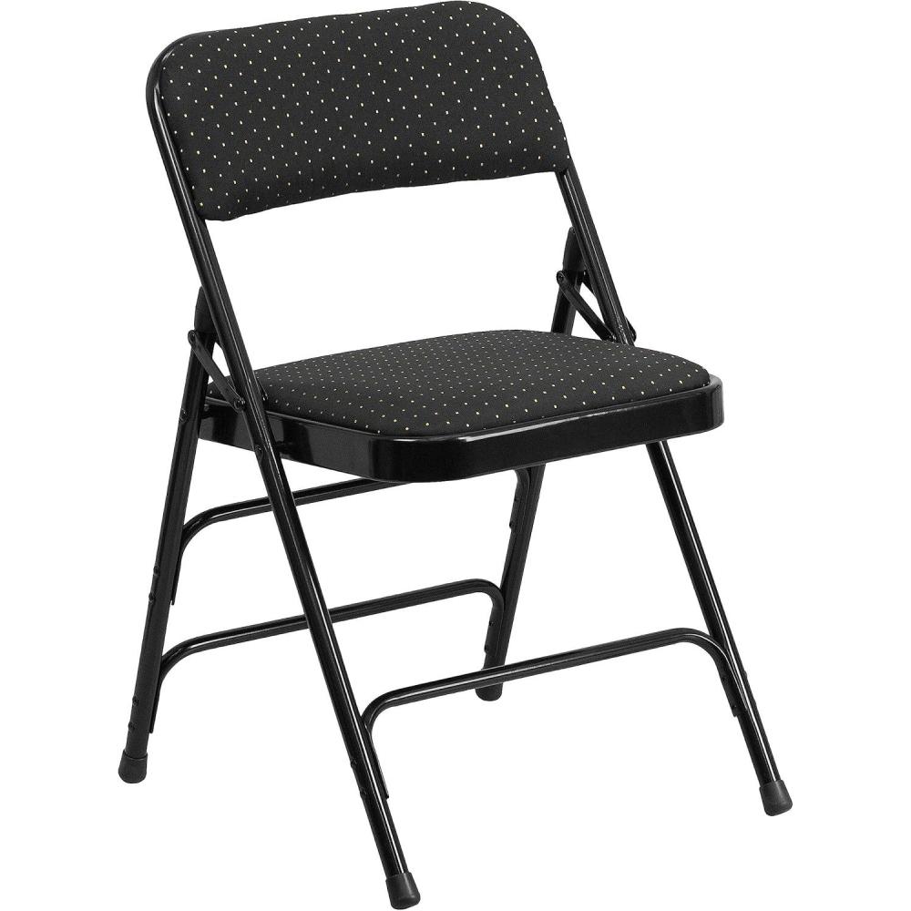 image:imageFlash Furniture 4 Pack HERCULES Series Curved Triple Braced amp Double Hinged Brown Patterned Fabric Metal Folding ChairBlack Patterned