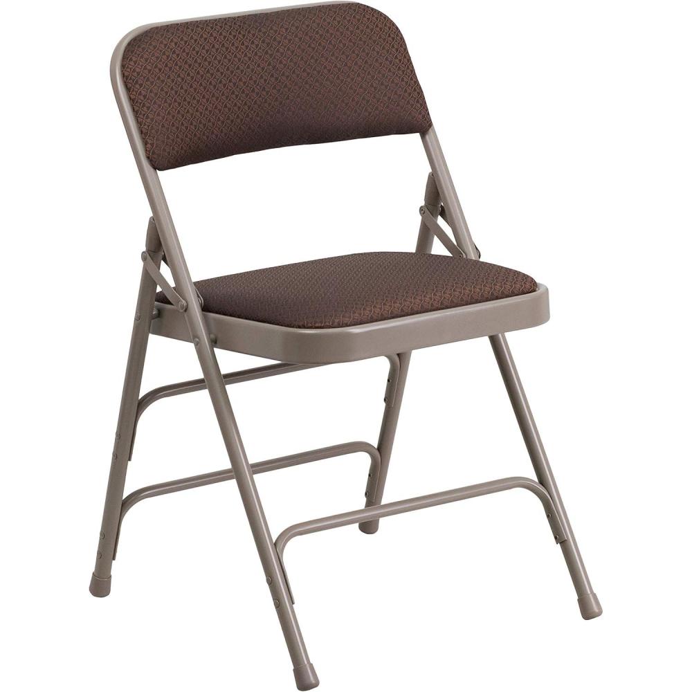 image:imageFlash Furniture 4 Pack HERCULES Series Curved Triple Braced amp Double Hinged Brown Patterned Fabric Metal Folding ChairBrown Patterned