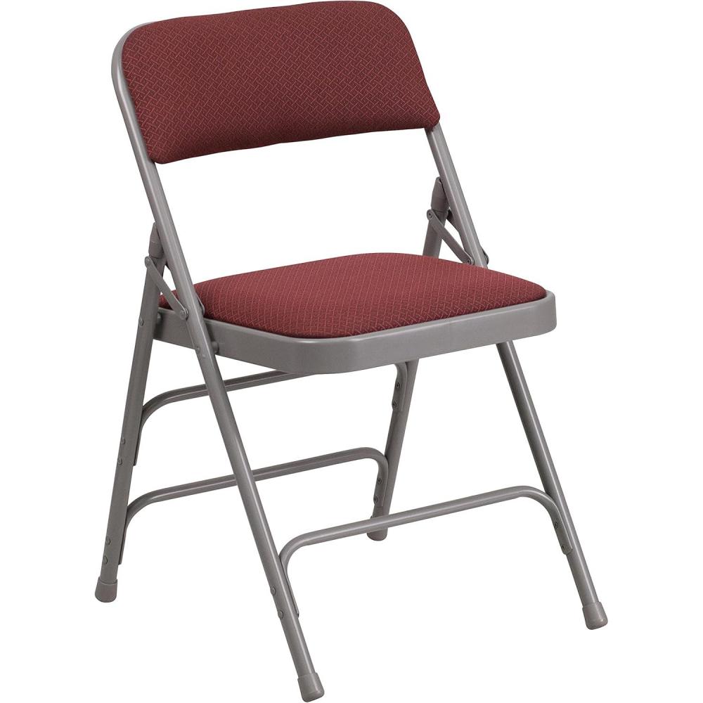image:imageFlash Furniture 4 Pack HERCULES Series Curved Triple Braced amp Double Hinged Brown Patterned Fabric Metal Folding ChairBurgundy Patterned
