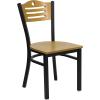 Flash Furniture 30” Square Black Laminate Table Set with 4 Wood Slat Back Metal Chairs – Natural Wood Seat