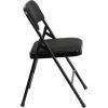 Flash Furniture 4 Pack HERCULES Series Curved Triple Braced & Double Hinged Brown Patterned Fabric Metal Folding Chair(Black Patterned)