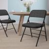 Flash Furniture 4 Pack HERCULES Series Curved Triple Braced & Double Hinged Brown Patterned Fabric Metal Folding Chair(Black Patterned)