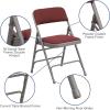 Flash Furniture 4 Pack HERCULES Series Curved Triple Braced & Double Hinged Brown Patterned Fabric Metal Folding Chair(Burgundy Patterned)