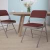 Flash Furniture 4 Pack HERCULES Series Curved Triple Braced & Double Hinged Brown Patterned Fabric Metal Folding Chair(Burgundy Patterned)