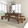 Flash Furniture HERCULES Series 8′ x 40″ Antique Rustic White Folding Farm Table and Four Bench Set(Antique Rustic)