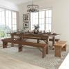 Flash Furniture HERCULES Series 9′ x 40” Antique Rustic Folding Farm Table and Four Bench Set(Antique Rustic)