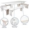 Flash Furniture HERCULES Series 9′ x 40” Antique Rustic Folding Farm Table and Four Bench Set(Antique Rustic White)