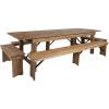 Flash Furniture HERCULES Series 9′ x 40” Antique Rustic Folding Farm Table and Four Bench Set(Antique Rustic)