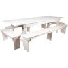 Flash Furniture HERCULES Series 9′ x 40” Antique Rustic Folding Farm Table and Four Bench Set(Antique Rustic White)