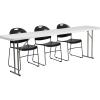 Flash Furniture Kathryn 8-Foot Plastic Folding Training Table Set with 3 Black Plastic Stack Chairs