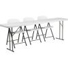 Flash Furniture Kathryn 8-Foot Plastic Folding Training Table Set with 3 White Plastic Folding Chairs