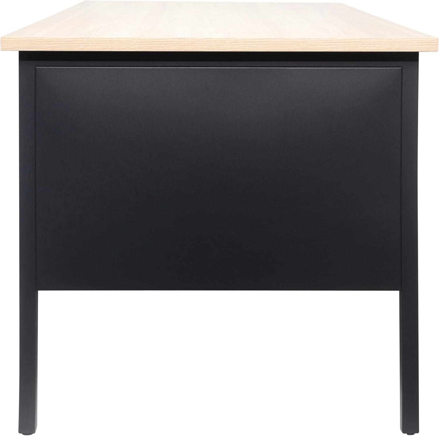 image:imageFlash Furniture Cambridge Double Pedestal Desk with 5 Locking Drawers Commercial Grade Teachers or Office Desk 30x60 Metal Frame WalnutBlackWhite Oak