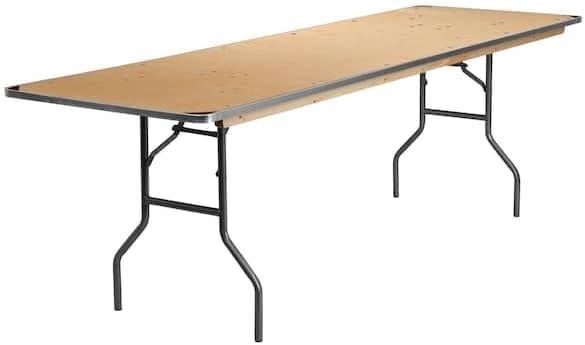 image:imageFlash Furniture Fielder 8 Rectangular AllOccasion Birchwood Folding Event Table Foldable Portable Banquet Table with Wooden Top NaturalSilver30W x 96L