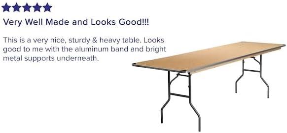 image:imageFlash Furniture Fielder 8 Rectangular AllOccasion Birchwood Folding Event Table Foldable Portable Banquet Table with Wooden Top NaturalSilver30W x 96L