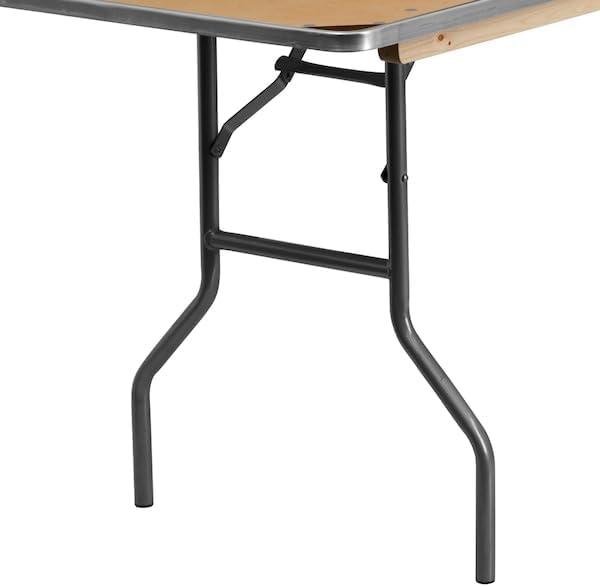 image:imageFlash Furniture Fielder 8 Rectangular AllOccasion Birchwood Folding Event Table Foldable Portable Banquet Table with Wooden Top NaturalSilver30W x 96L