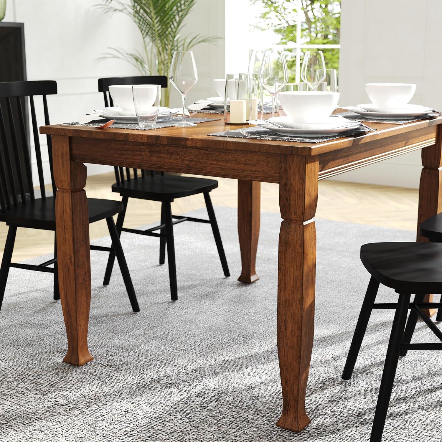 image:imageFlash Furniture Grace Solid Dining Turned Wooden Legs Commercial Grade Heavy Duty Rectangle Wood Table for 6 60 Walnut MatteWalnut Matte