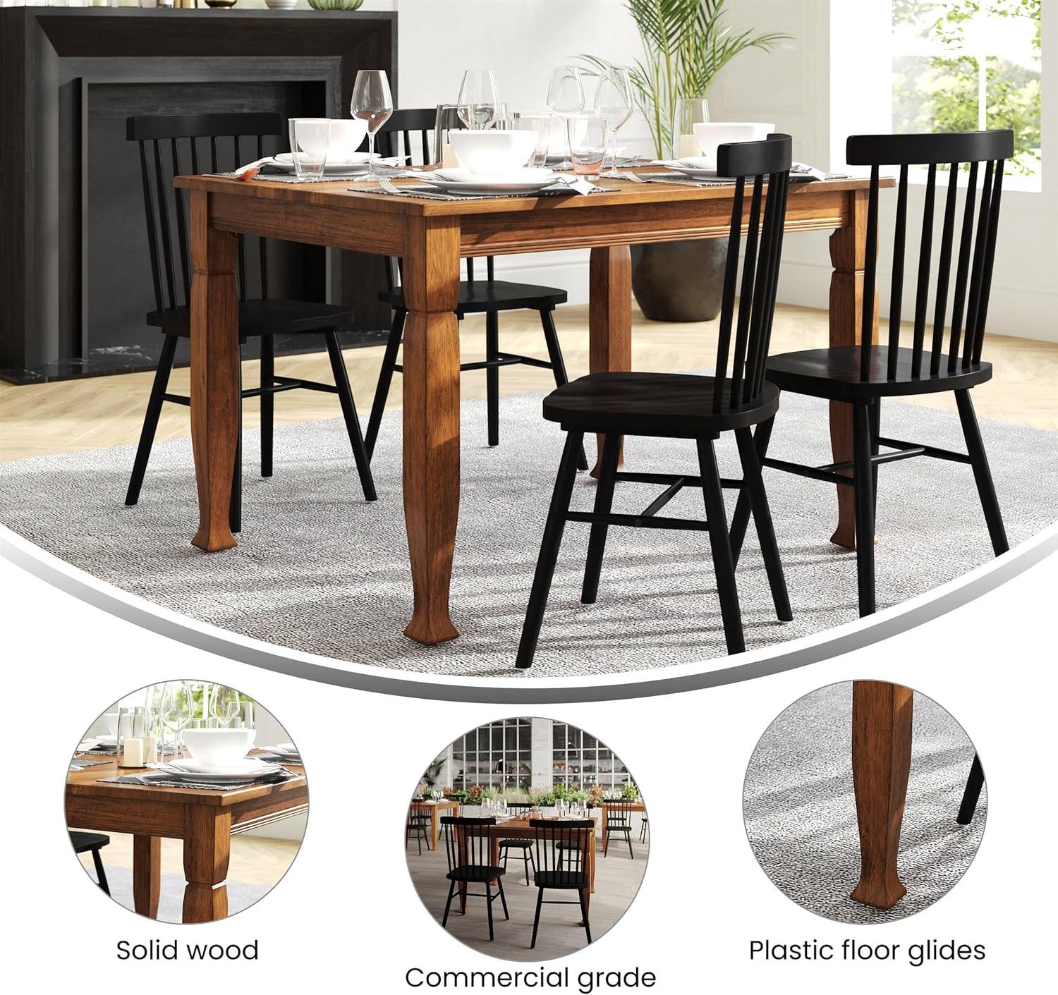 image:imageFlash Furniture Grace Solid Dining Turned Wooden Legs Commercial Grade Heavy Duty Rectangle Wood Table for 6 60 Walnut MatteWalnut Matte