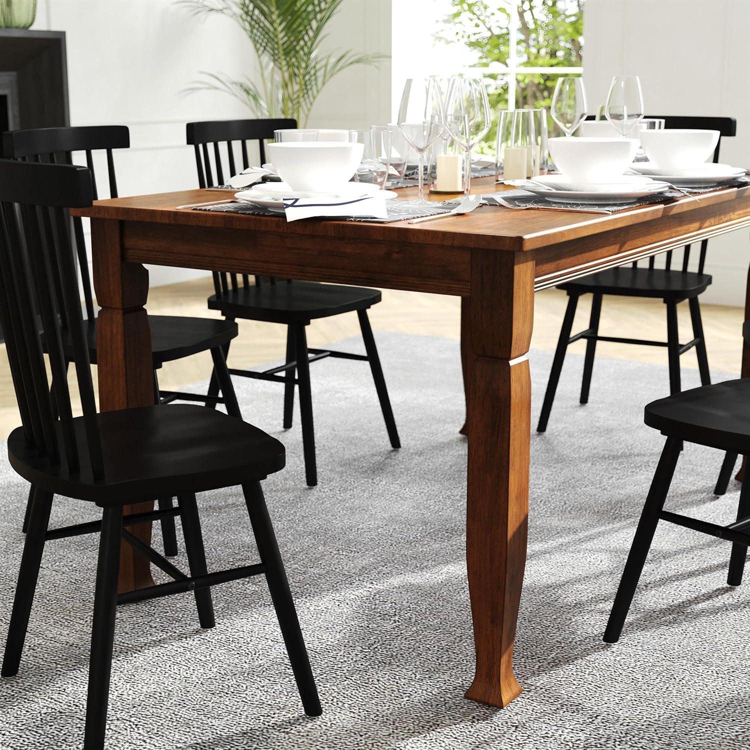 image:imageFlash Furniture Grace Solid Dining Turned Wooden Legs Commercial Grade Heavy Duty Rectangle Wood Table for 6 60 Walnut MatteWalnut Matte