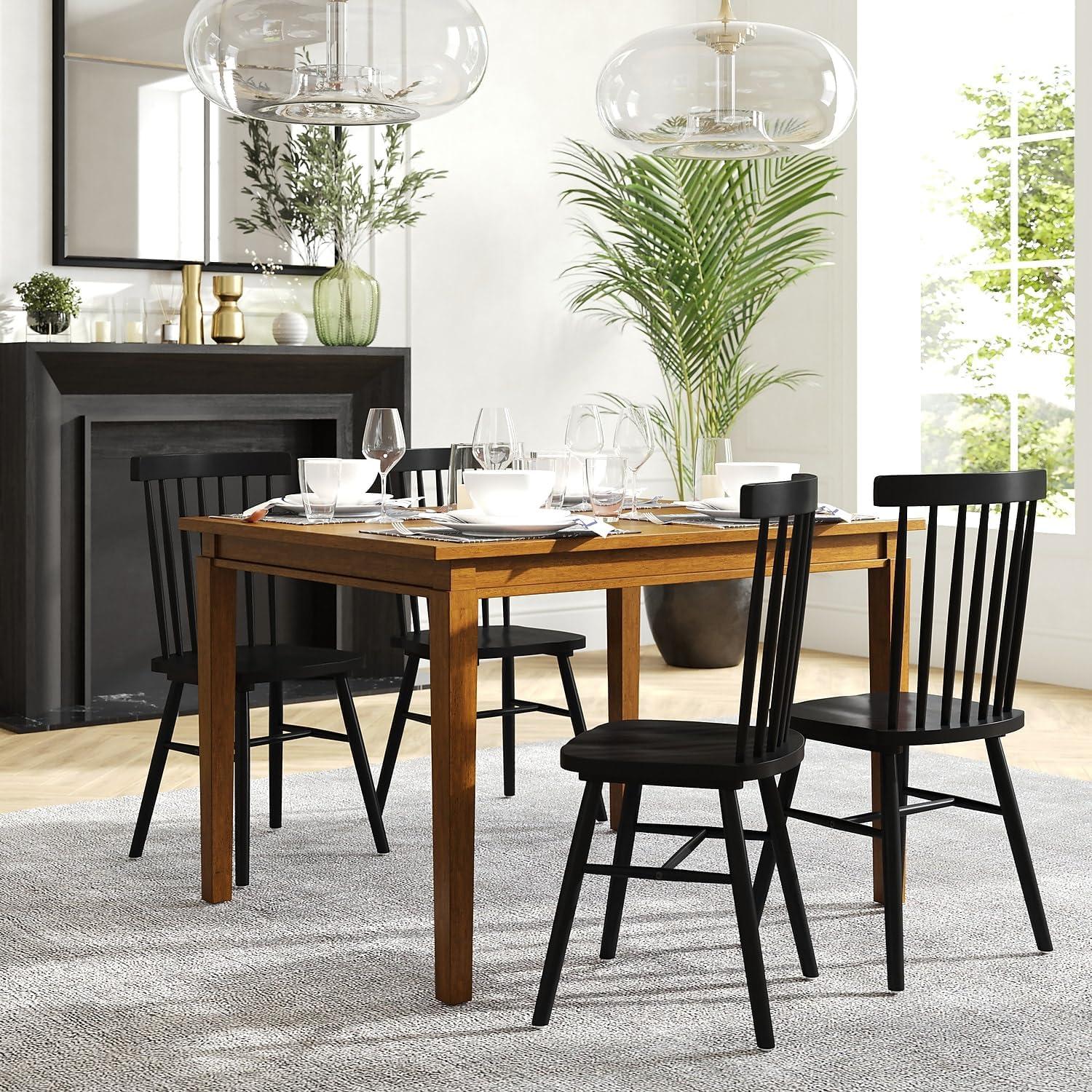 image:imageFlash Furniture Henry 47 Solid Wood Dining Table Commercial Grade Heavy Duty Rectangle Wood Table Water Resistant Finish Seating for 4 Black MatteBrown Matte