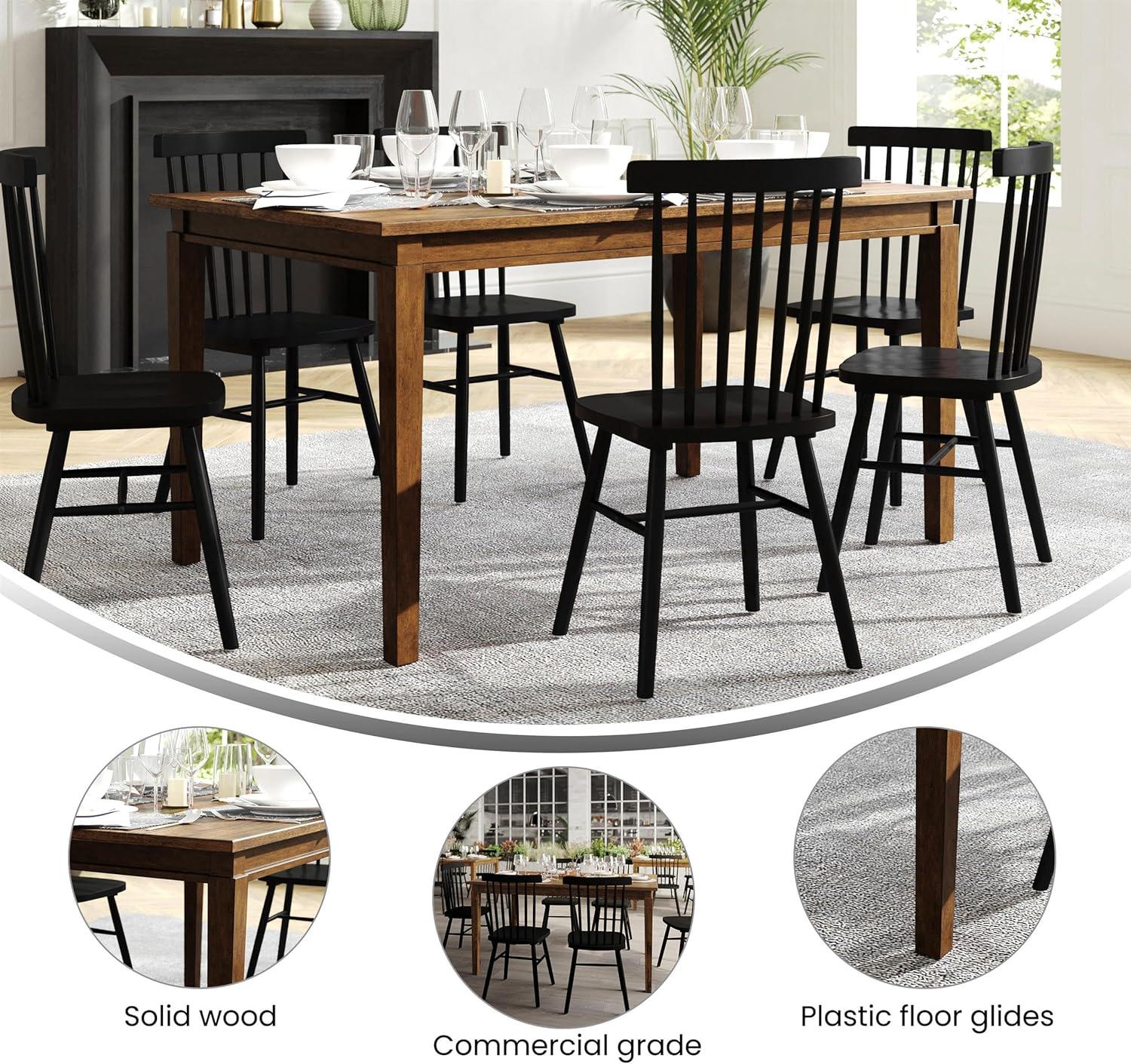 image:imageFlash Furniture Henry 47 Solid Wood Dining Table Commercial Grade Heavy Duty Rectangle Wood Table Water Resistant Finish Seating for 4 Black MatteBrown Matte