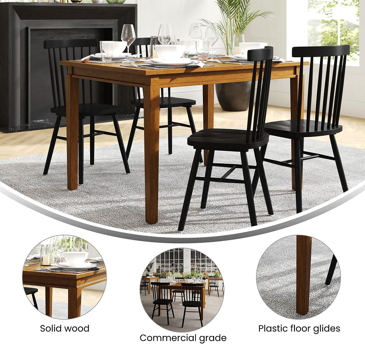 image:imageFlash Furniture Henry 47 Solid Wood Dining Table Commercial Grade Heavy Duty Rectangle Wood Table Water Resistant Finish Seating for 4 Black MatteBrown Matte