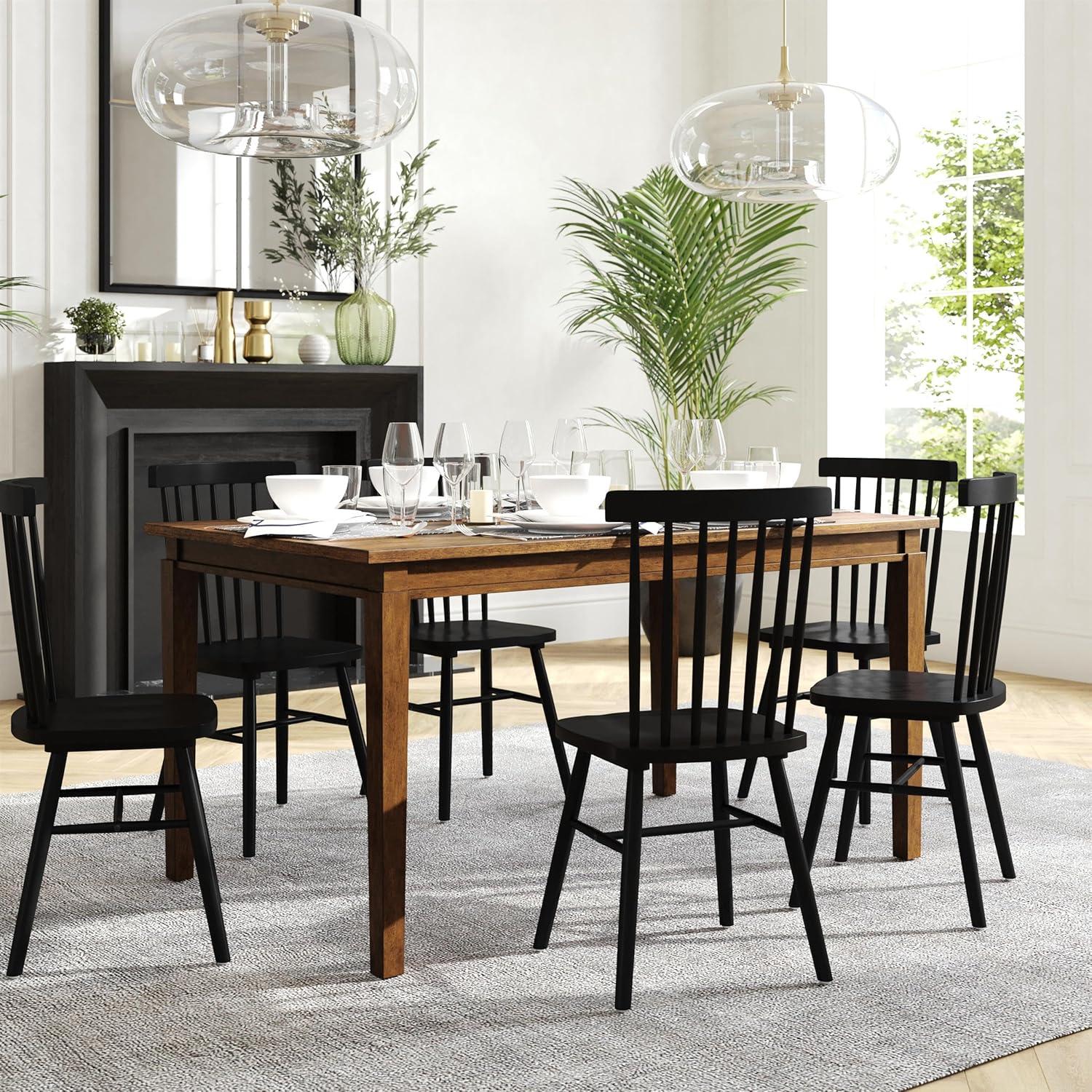 image:imageFlash Furniture Henry 47 Solid Wood Dining Table Commercial Grade Heavy Duty Rectangle Wood Table Water Resistant Finish Seating for 4 Black MatteBrown Matte