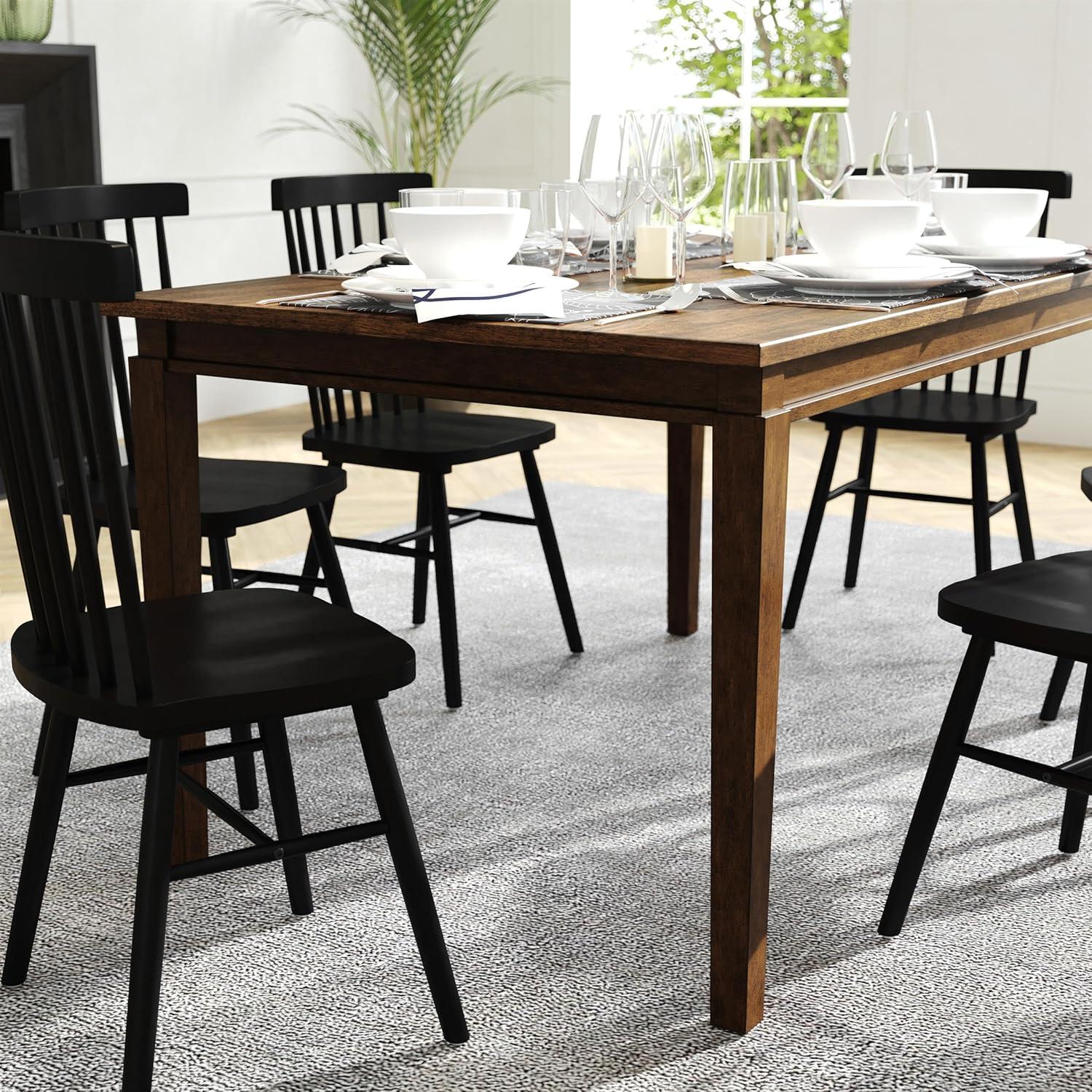 image:imageFlash Furniture Henry 47 Solid Wood Dining Table Commercial Grade Heavy Duty Rectangle Wood Table Water Resistant Finish Seating for 4 Black MatteBrown Matte