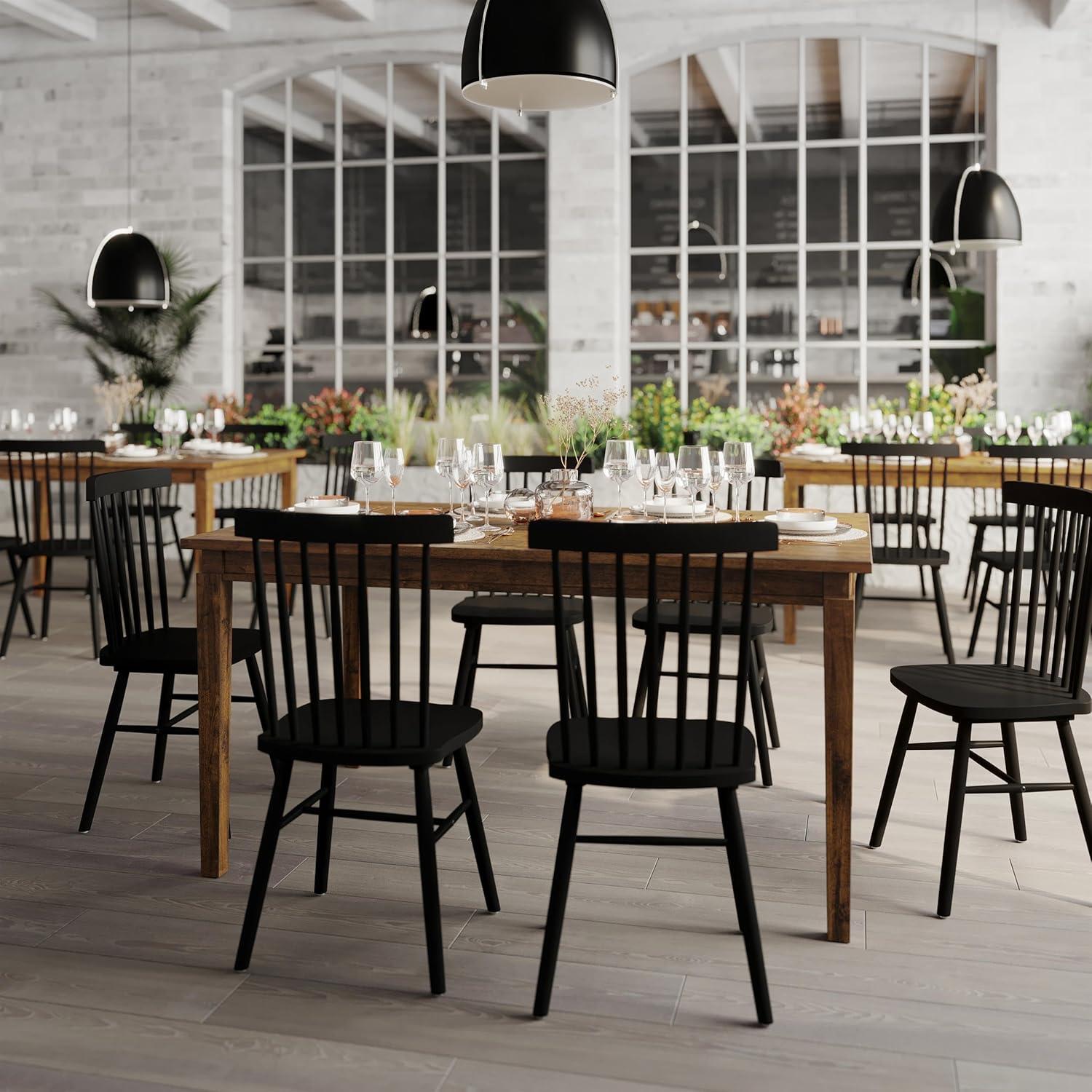 image:imageFlash Furniture Henry 47 Solid Wood Dining Table Commercial Grade Heavy Duty Rectangle Wood Table Water Resistant Finish Seating for 4 Black MatteBrown Matte