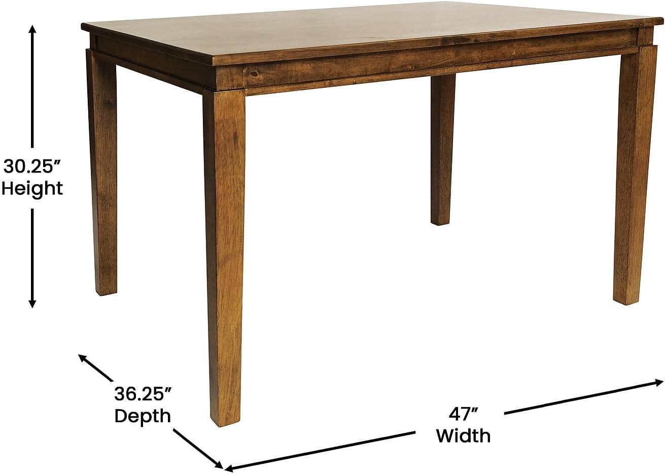 image:imageFlash Furniture Henry 47 Solid Wood Dining Table Commercial Grade Heavy Duty Rectangle Wood Table Water Resistant Finish Seating for 4 Black MatteBrown Matte