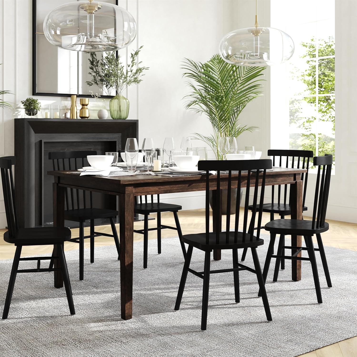 image:imageFlash Furniture Henry 47 Solid Wood Dining Table Commercial Grade Heavy Duty Rectangle Wood Table Water Resistant Finish Seating for 4 Black MatteWenge Matte
