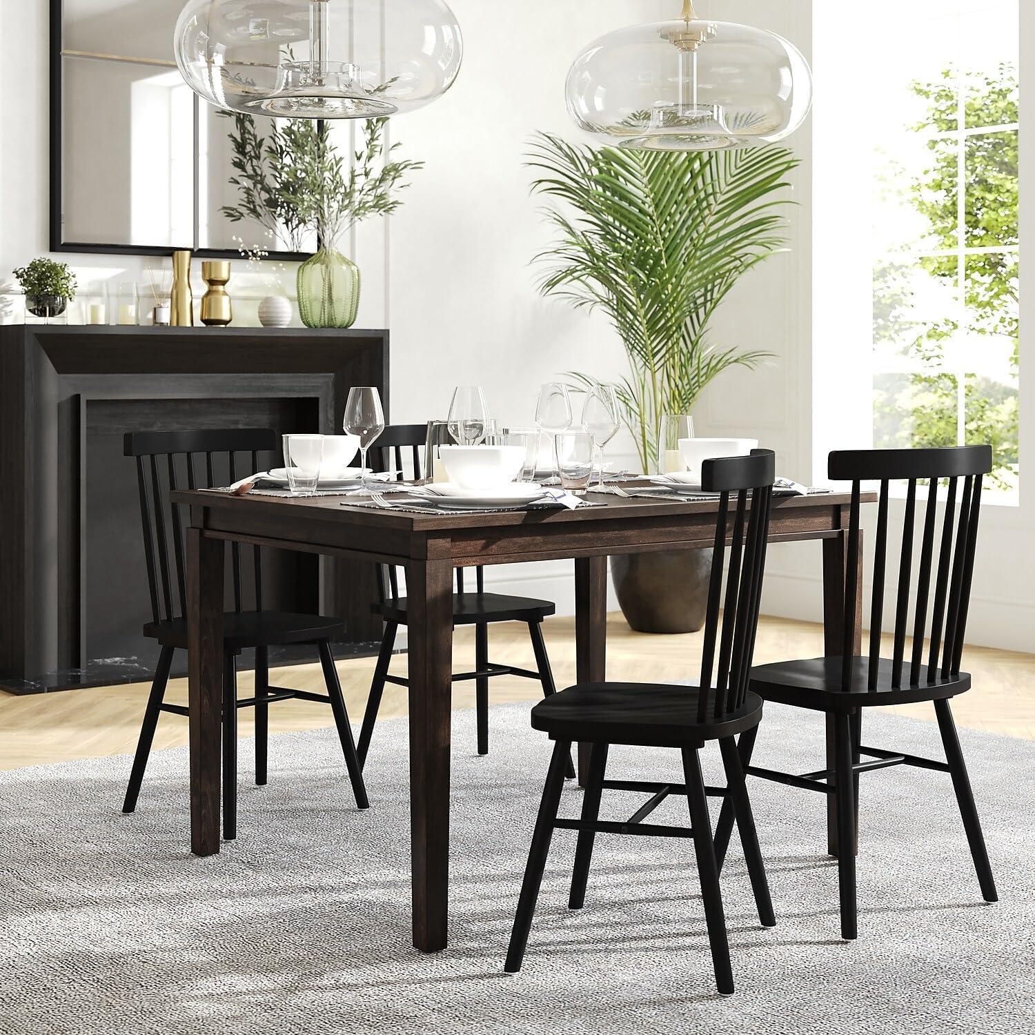 image:imageFlash Furniture Henry 47 Solid Wood Dining Table Commercial Grade Heavy Duty Rectangle Wood Table Water Resistant Finish Seating for 4 Black MatteWenge Matte