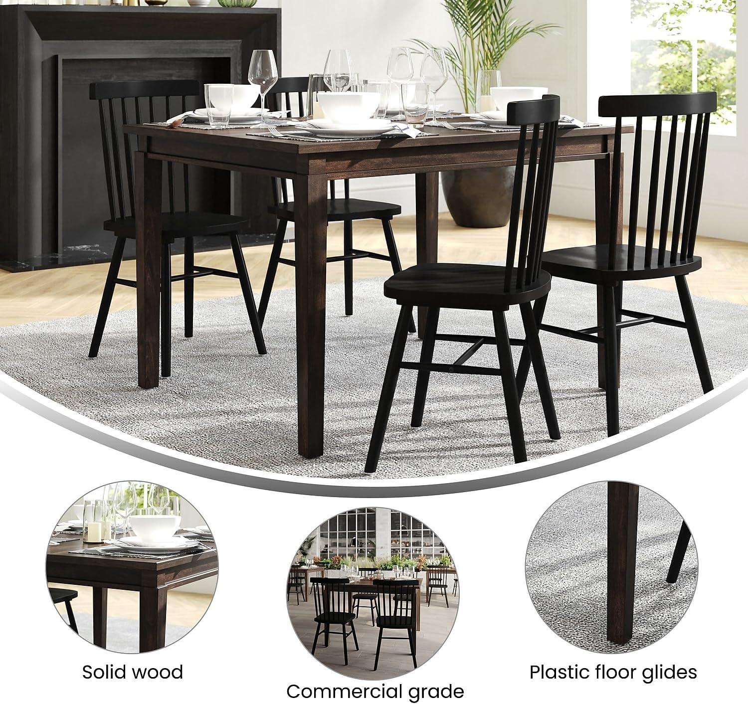 image:imageFlash Furniture Henry 47 Solid Wood Dining Table Commercial Grade Heavy Duty Rectangle Wood Table Water Resistant Finish Seating for 4 Black MatteWenge Matte