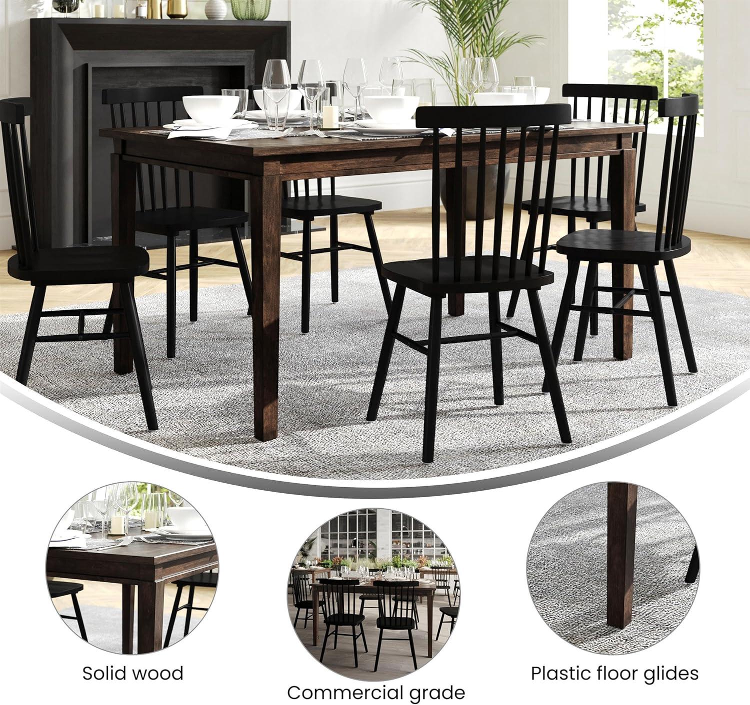 image:imageFlash Furniture Henry 47 Solid Wood Dining Table Commercial Grade Heavy Duty Rectangle Wood Table Water Resistant Finish Seating for 4 Black MatteWenge Matte