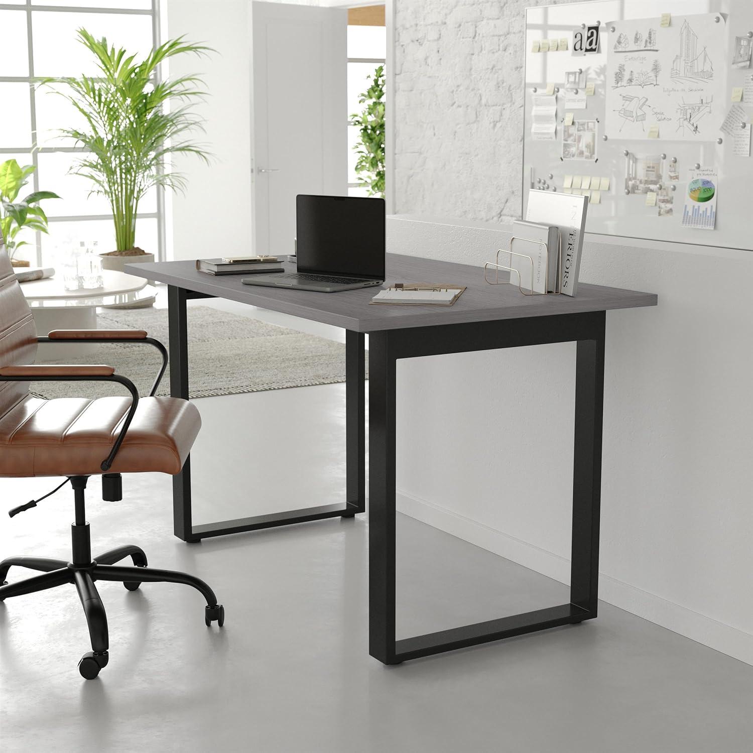 image:imageFlash Furniture Redmond Conference Table with UFrame Base Commercial Water and Scratch Resistant Laminate Finish PVC Edge Heavy Duty Steel Frame 48x30 Gray OakGray Oak
