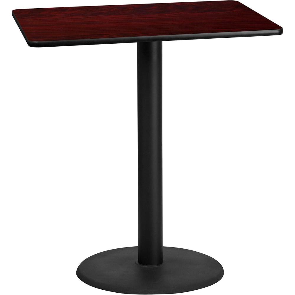 image:imageFlash Furniture 30 x 42 Rectangular Natural Laminate Table Top with 24 Round Bar Height Table BaseMahogany