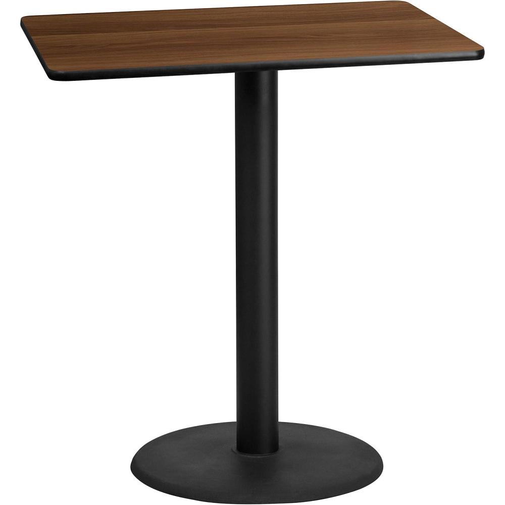 image:imageFlash Furniture 30 x 42 Rectangular Natural Laminate Table Top with 24 Round Bar Height Table BaseWalnut