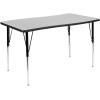 Flash Furniture 3 Piece 76″ Oval Wave Collaborative Grey Thermal Laminate Activity Table Set – Standard Height Adjustable Legs(Grey)