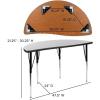 Flash Furniture 3 Piece 76″ Oval Wave Collaborative Grey Thermal Laminate Activity Table Set – Standard Height Adjustable Legs(Grey)