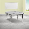 Flash Furniture 3 Piece 76″ Oval Wave Collaborative Grey Thermal Laminate Activity Table Set – Standard Height Adjustable Legs(Grey)