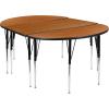 Flash Furniture 3 Piece 76″ Oval Wave Collaborative Grey Thermal Laminate Activity Table Set – Standard Height Adjustable Legs(Oak)