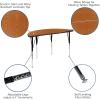 Flash Furniture 3 Piece 76″ Oval Wave Collaborative Grey Thermal Laminate Activity Table Set – Standard Height Adjustable Legs(Oak)