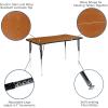 Flash Furniture 3 Piece 76″ Oval Wave Collaborative Grey Thermal Laminate Activity Table Set – Standard Height Adjustable Legs(Oak)