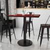 Flash Furniture 30” x 42” Rectangular Natural Laminate Table Top with 24” Round Bar Height Table Base(Mahogany)
