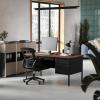 Flash Furniture Cambridge Double Pedestal Desk with 5 Locking Drawers, Commercial Grade Teacher’s or Office Desk, 30×60, Metal Frame, Walnut/Black(Walnut)
